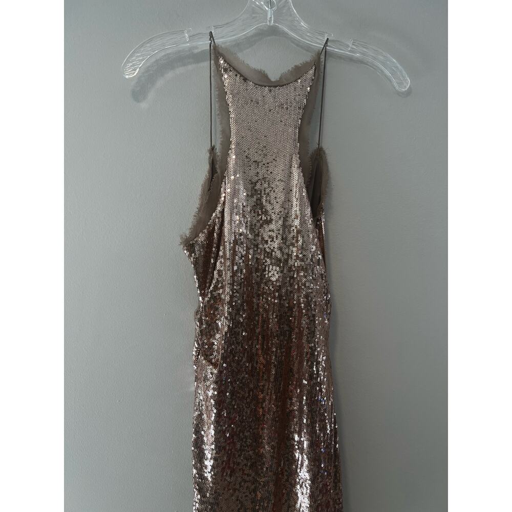 Nicole Miller Cocktail Party Dress Gold Sequins Size 8 - Picture 7 of 10